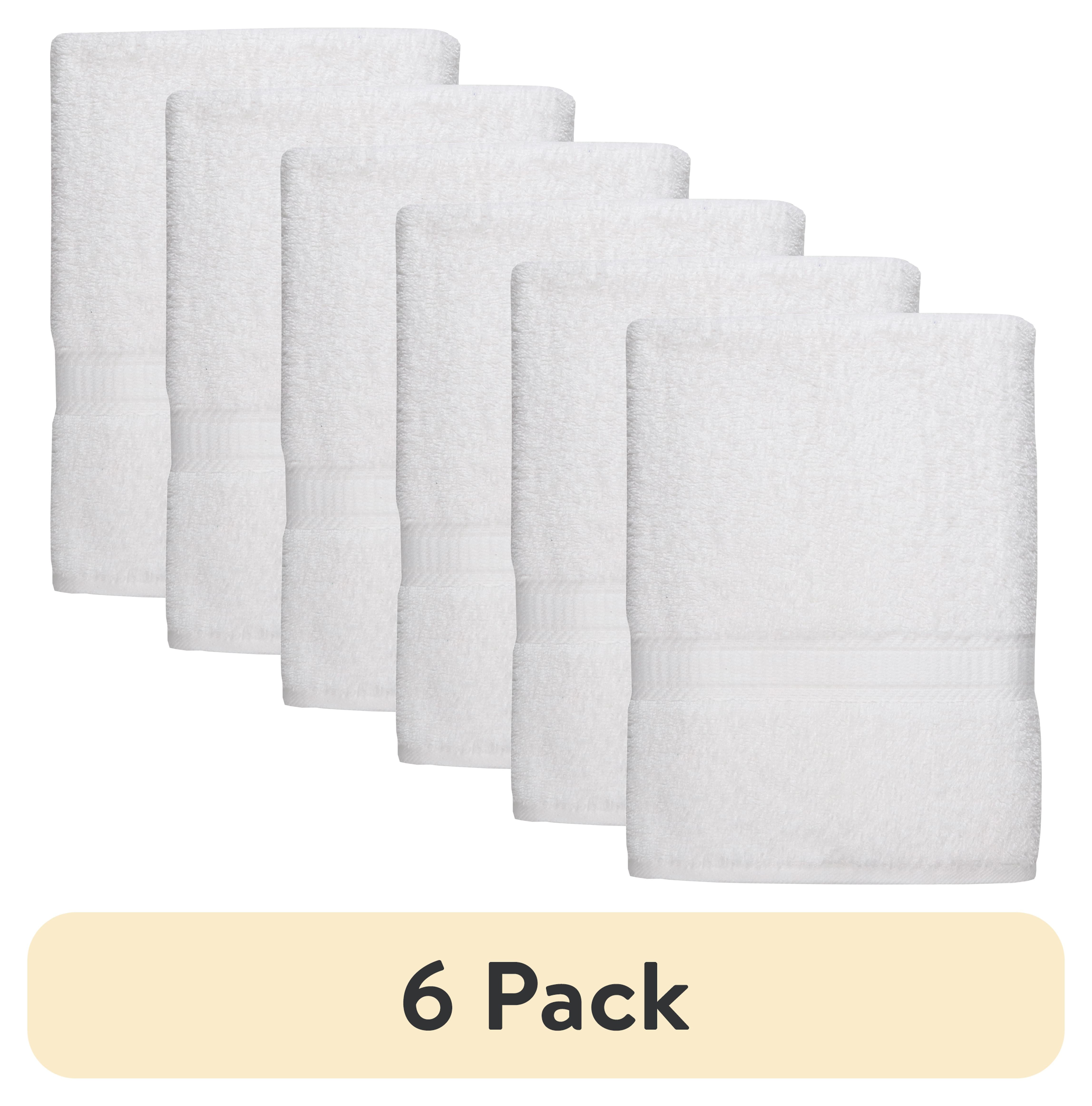 White Cotton 6-Piece Bath Towel Set with Hand Towels and Washcloths
