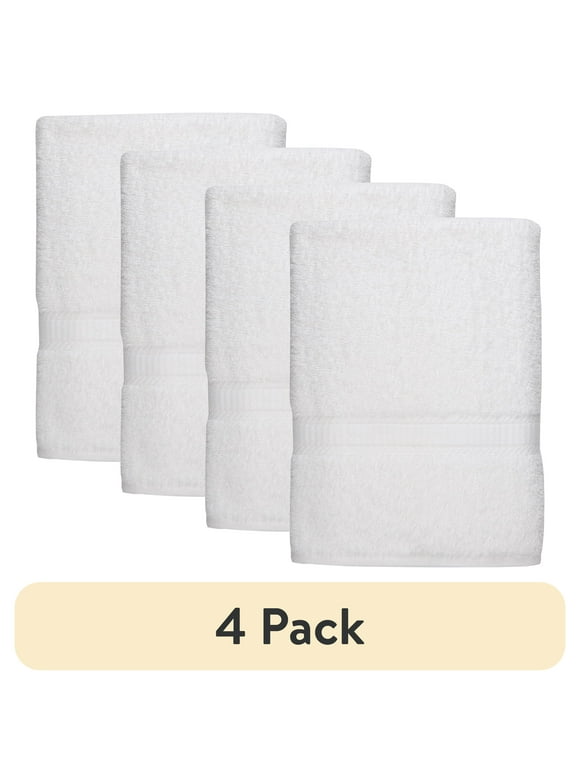 (4 pack) Mainstays Solid Bath Towel, White