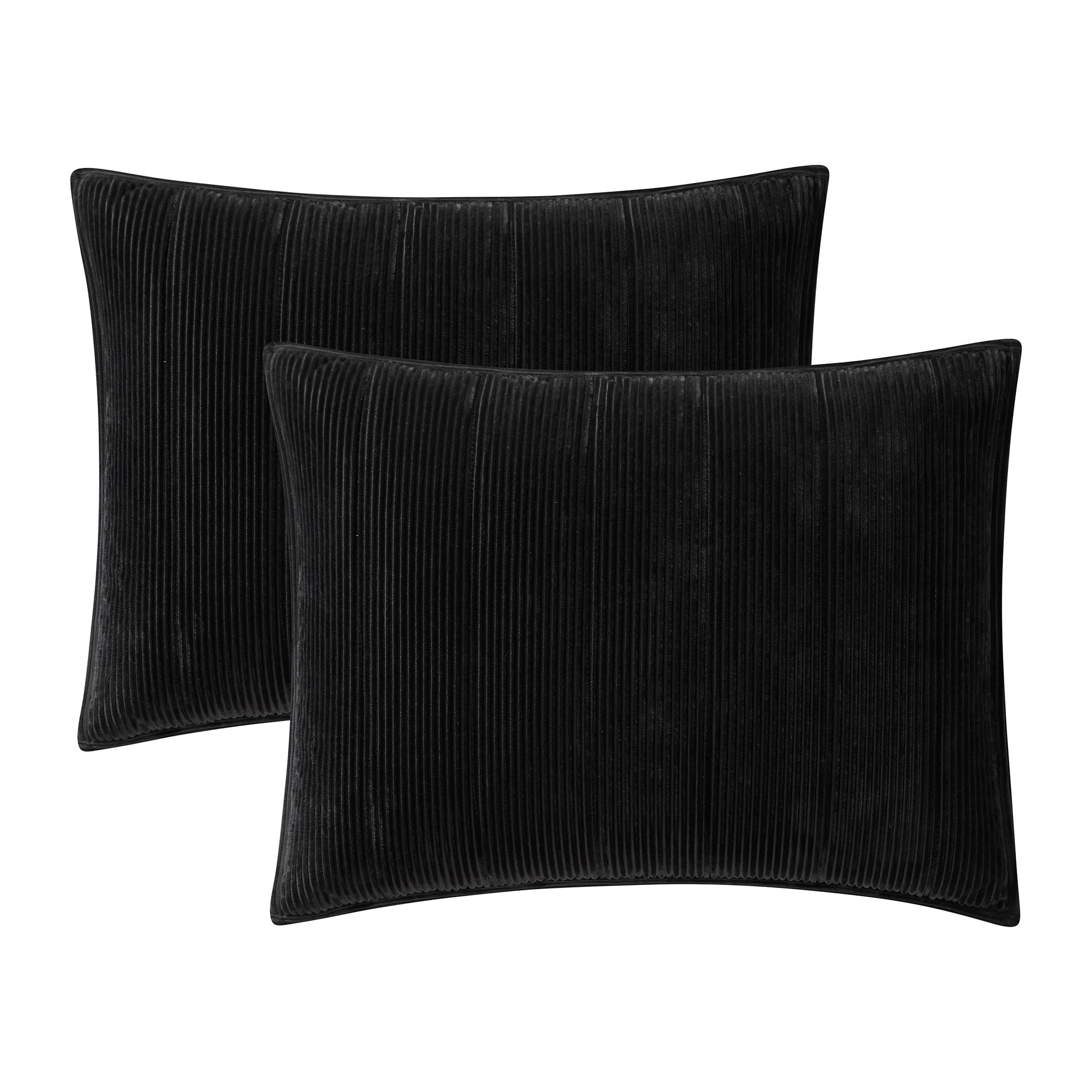 Mainstays Standard Pillow Sham - Black, Corduroy, Reversible Bed Sham, 2 Pack