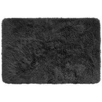 Mainstays Solid Black Fluffy Shag Faux Fur Area Rug, 36 in x 56 in