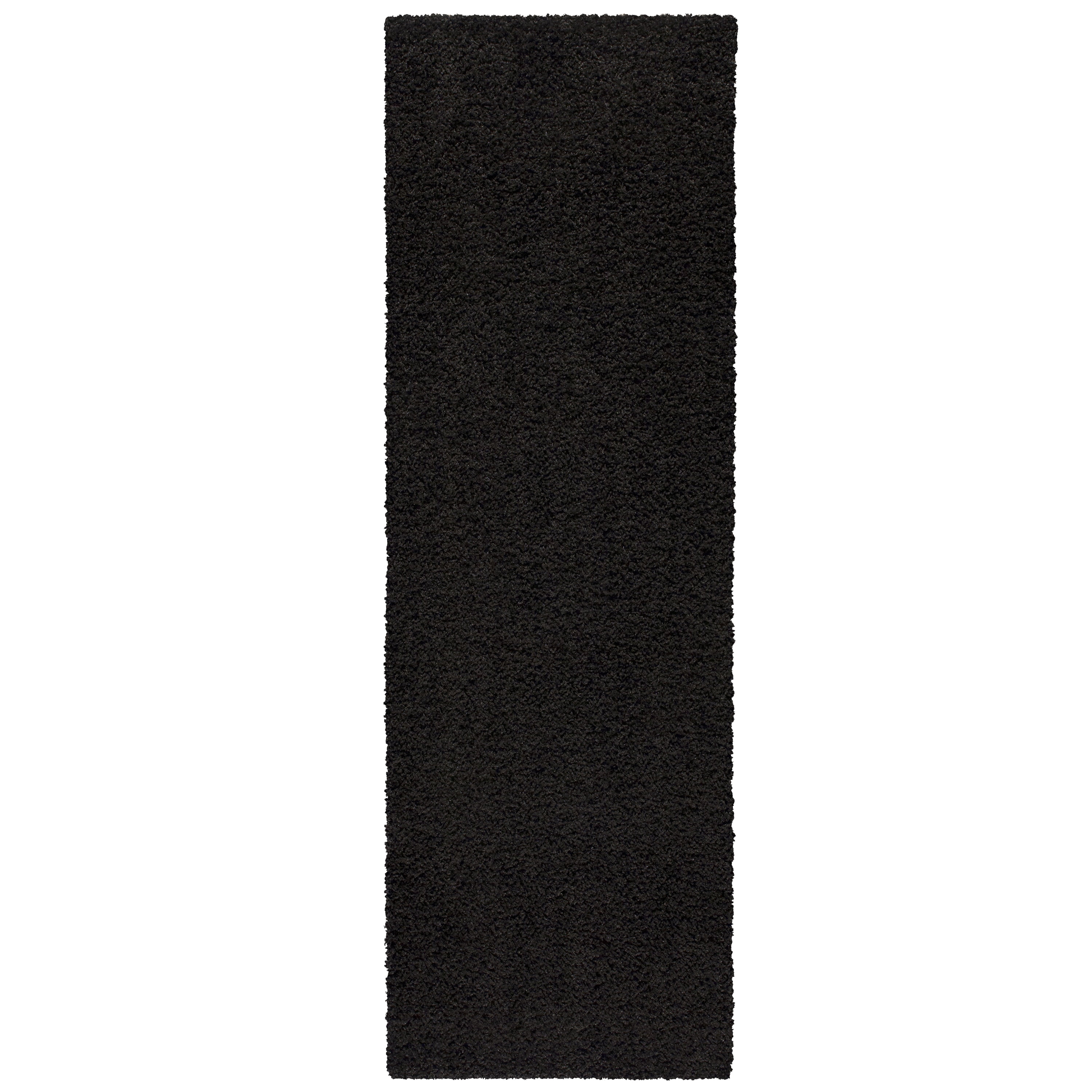 Mainstays Solid Casual Black Polyester Shag Indoor Hallway Runner Rug