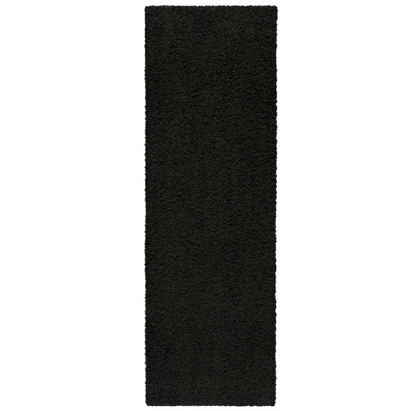 Mainstays Solid Casual Black Polyester Shag Indoor Hallway Runner Rug, 1'9"x5'