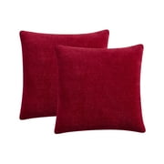 Mainstays Solid Chenille Decorative Pillow Set, Brilliant Red, 18" x 18", 2 Pieces