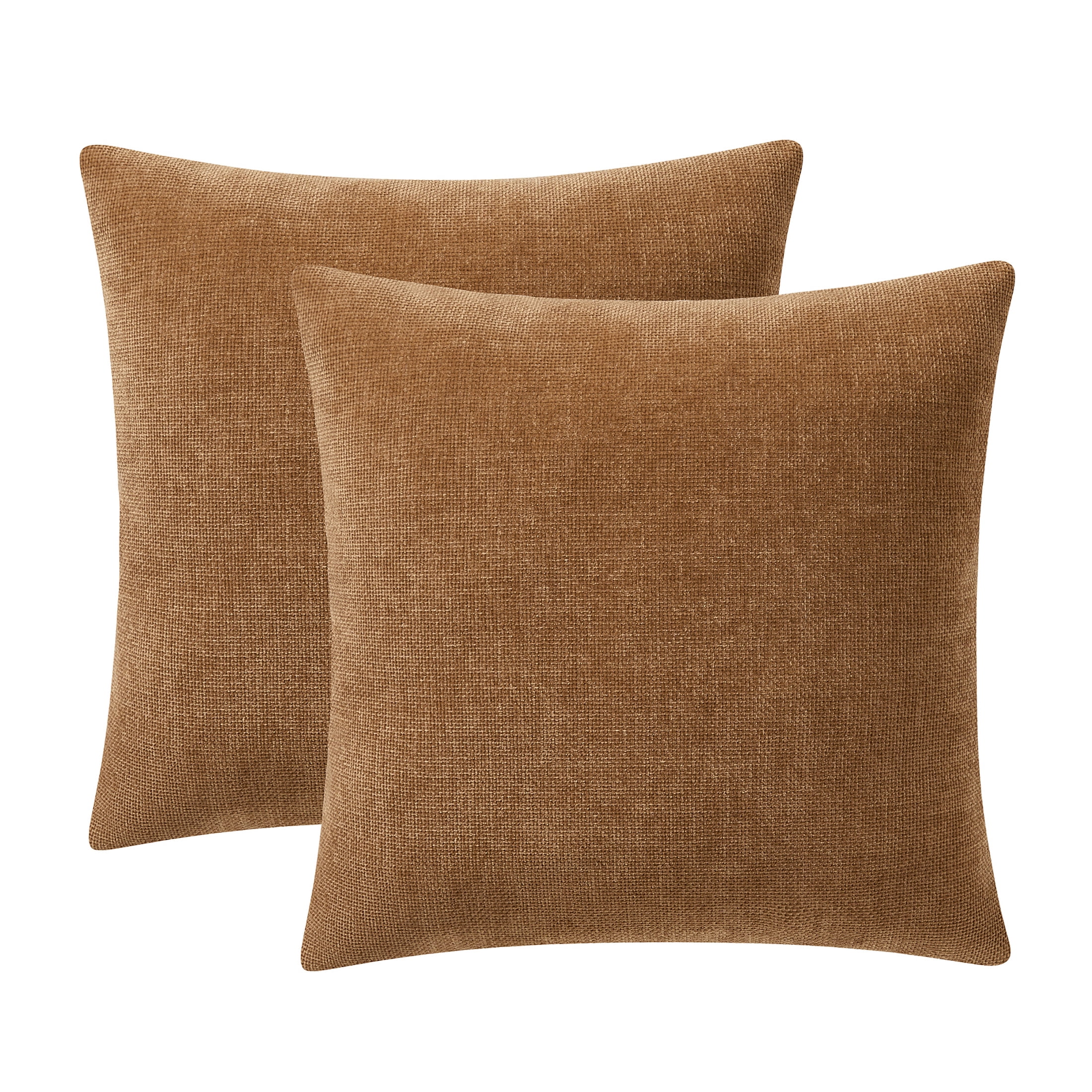 Mainstays Solid Chenille Decorative Pillow Set, Brown, 18" x 18", 2 Pieces - Walmart.com