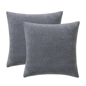 Mainstays Solid Chenille Decorative Throw Pillow Set, Grey, 18 in x 18 in, 2 Pieces