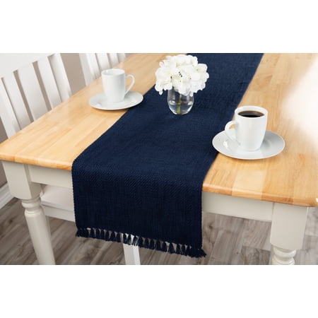 Mainstays Solid Color Woven Cotton Runner, Navy Blue, 1 Count