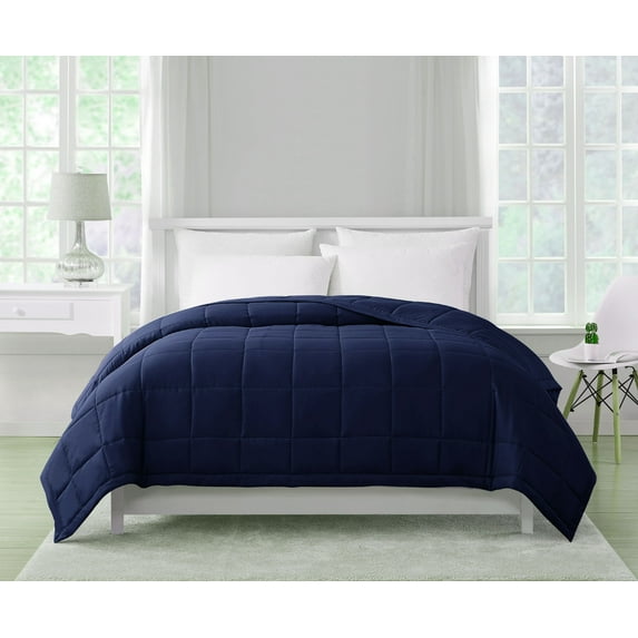 Mainstays Solid Down Alternative Bed Blanket, King, Navy