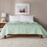 Mainstays Crinkle Quilt, Full/Queen, Light Green, Soft Wash Microfiber Bedding