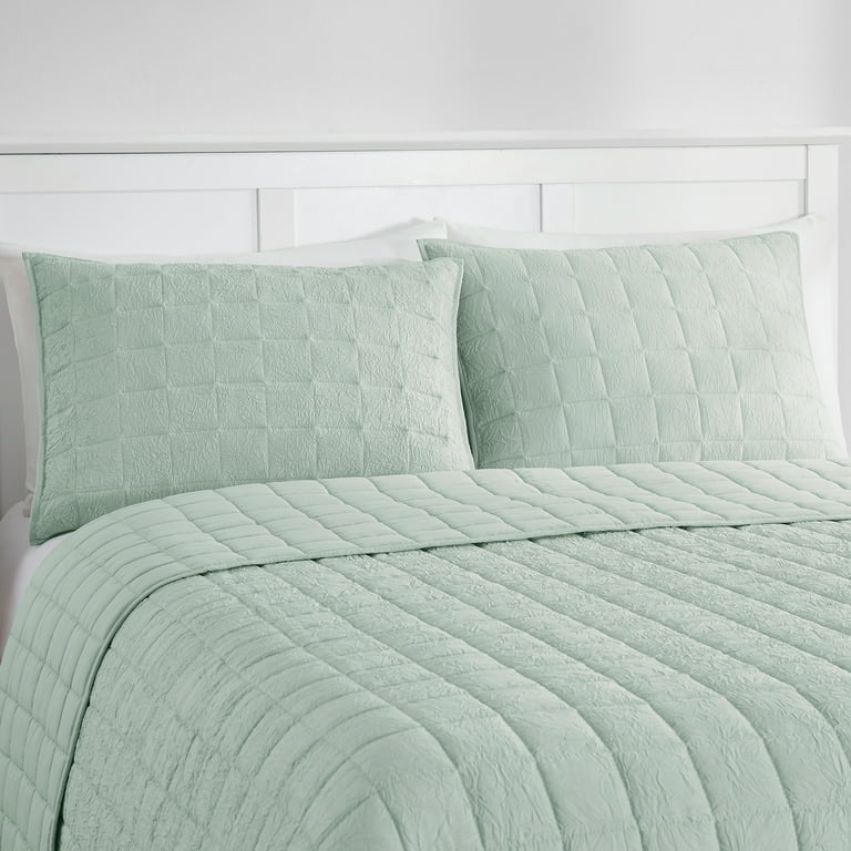 Mainstays Solid Green Crinkle Box Soft Wash Pillow Shams Standard 2 Count Walmart