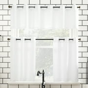 Mainstays Solid Semi-Sheer Curtain Tier Pair and Valance Set, 3-Piece, White, 54 in W x 24 in L
