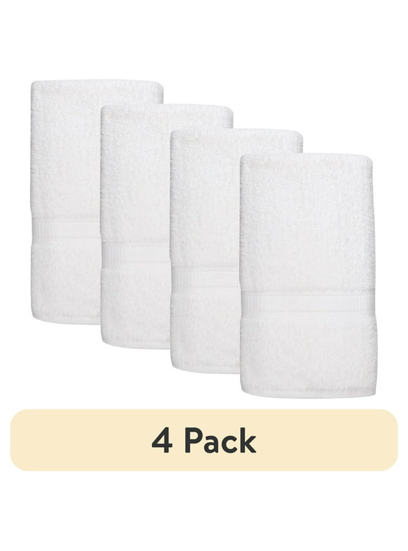 (4 pack) Mainstays Solid Hand Towel, White