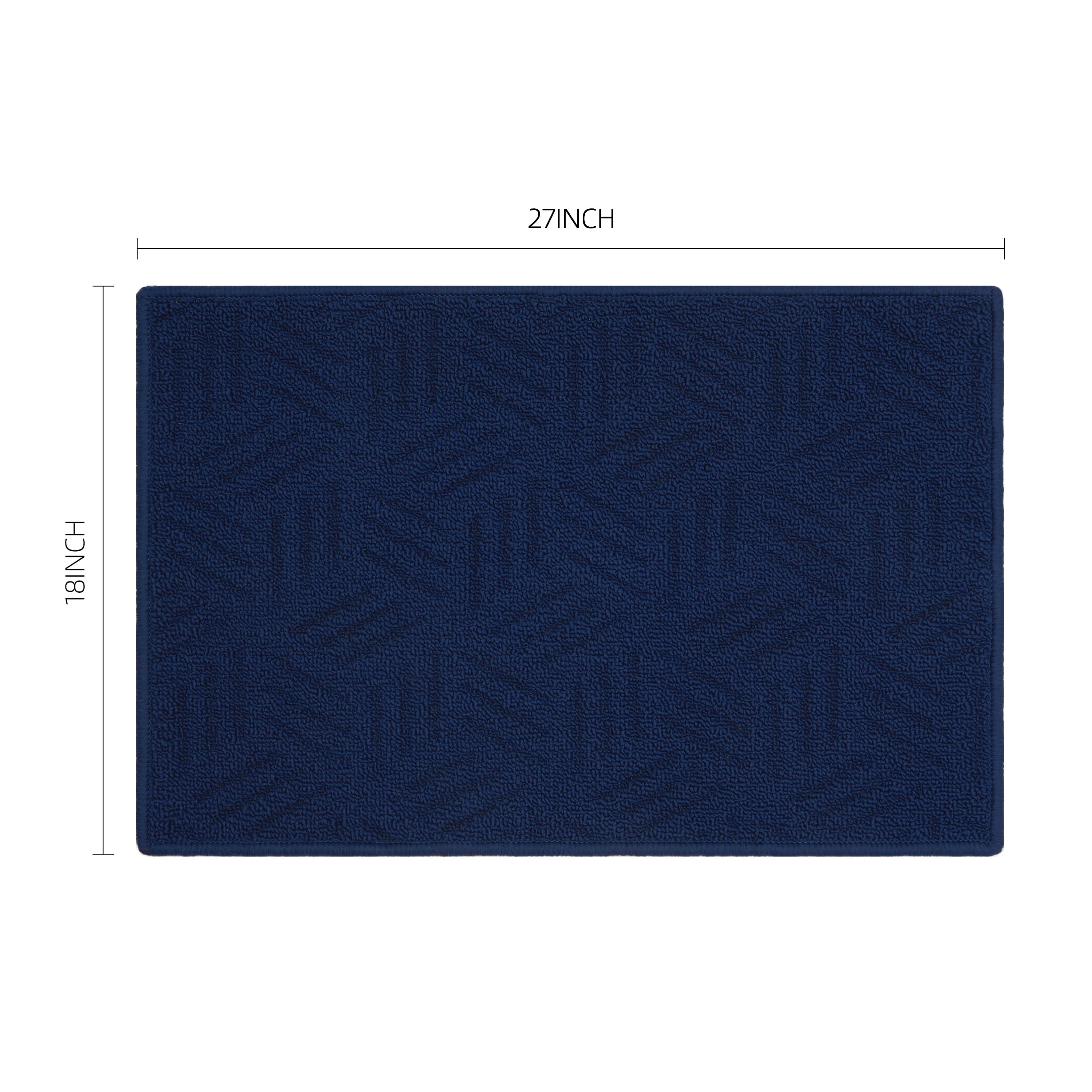 Navy Blue Synthetic Non-slip Rectangular Kitchen Mat 18" x 27"