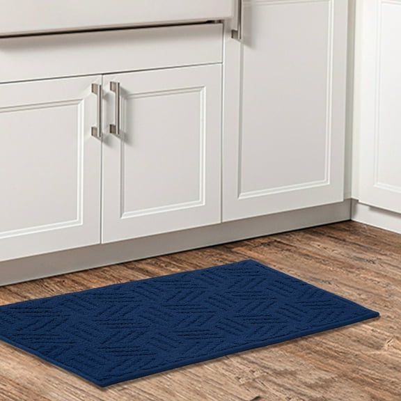 Mainstays Solid High Low Loop Kitchen Mat 18"x 27" Navy Blue