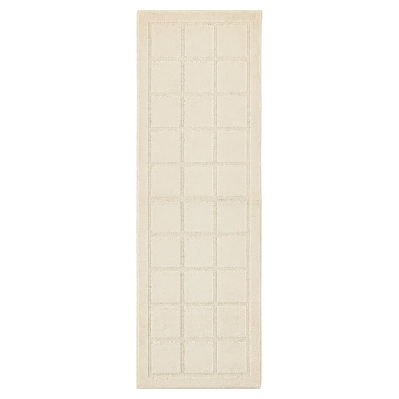 Mainstays Solid High Low Tufted Grid Beige Indoor Runner Rug, 2' x 6'