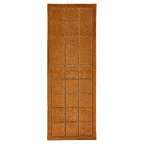 Mainstays Solid High Low Tufted Grid Brown Indoor Runner Rug, 2'6" x 7'