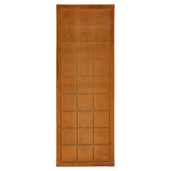 Mainstays Solid High Low Tufted Grid Brown Indoor Runner Rug, 2'6" x 7'