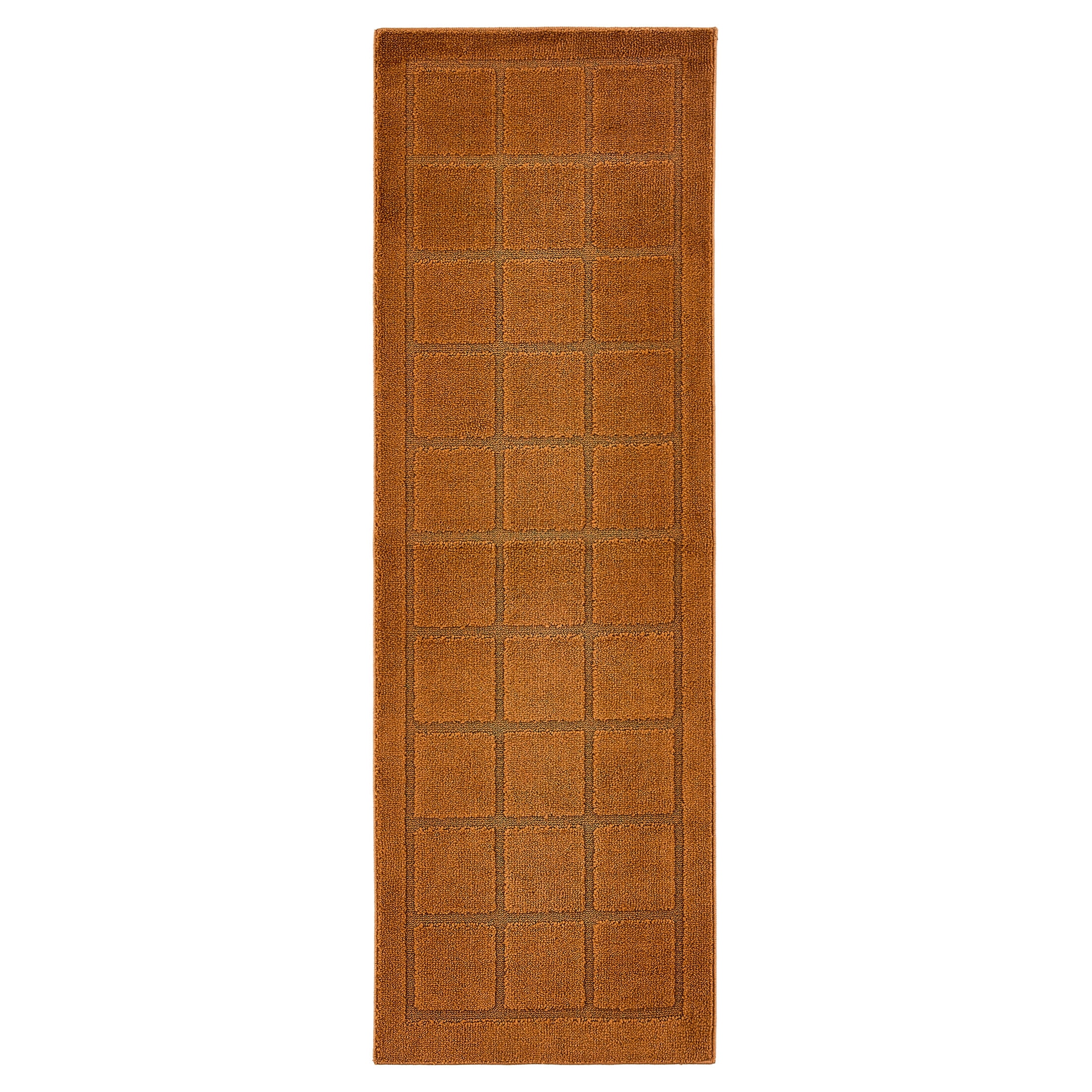 Mainstays Solid High Low Tufted Grid Brown Indoor Runner Rug, 2' x 6'