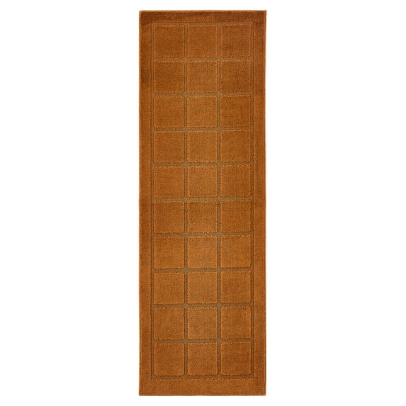 Mainstays Solid High Low Tufted Grid Brown Indoor Runner Rug, 2' x 6'