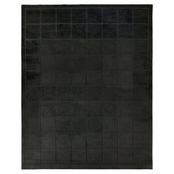 Mainstays Solid High Low Tufted Grid Dark Gray Indoor Area Rug, 8' x 10'