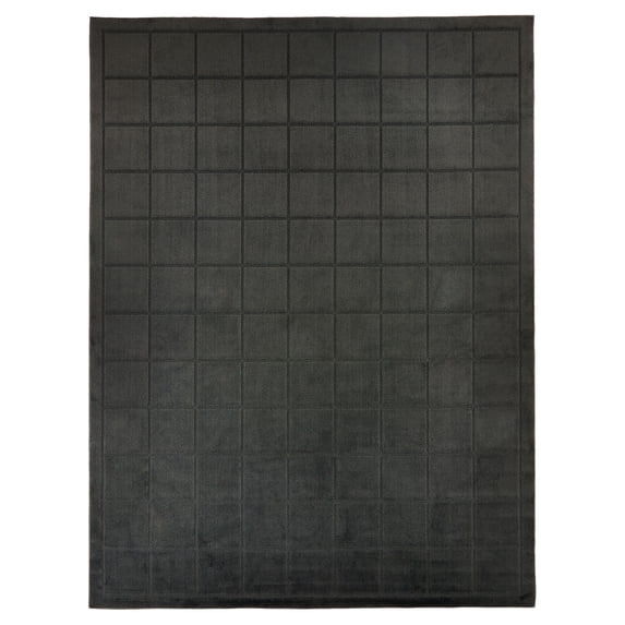 Mainstays Solid High Low Tufted Grid Dark Gray Indoor Area Rug, 9' x 12'