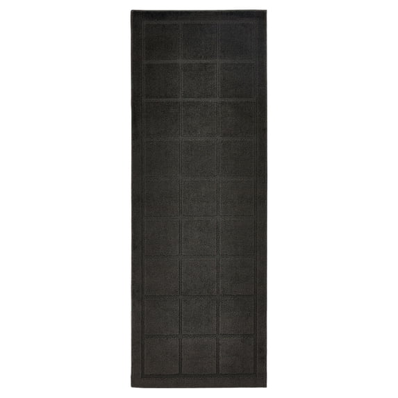 Mainstays Solid High Low Tufted Grid Dark Gray Indoor Runner Rug, 2'6" x 7'