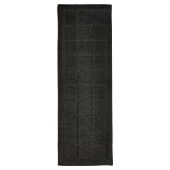 Mainstays Solid High Low Tufted Grid Dark Gray Indoor Runner Rug, 2' x 6'