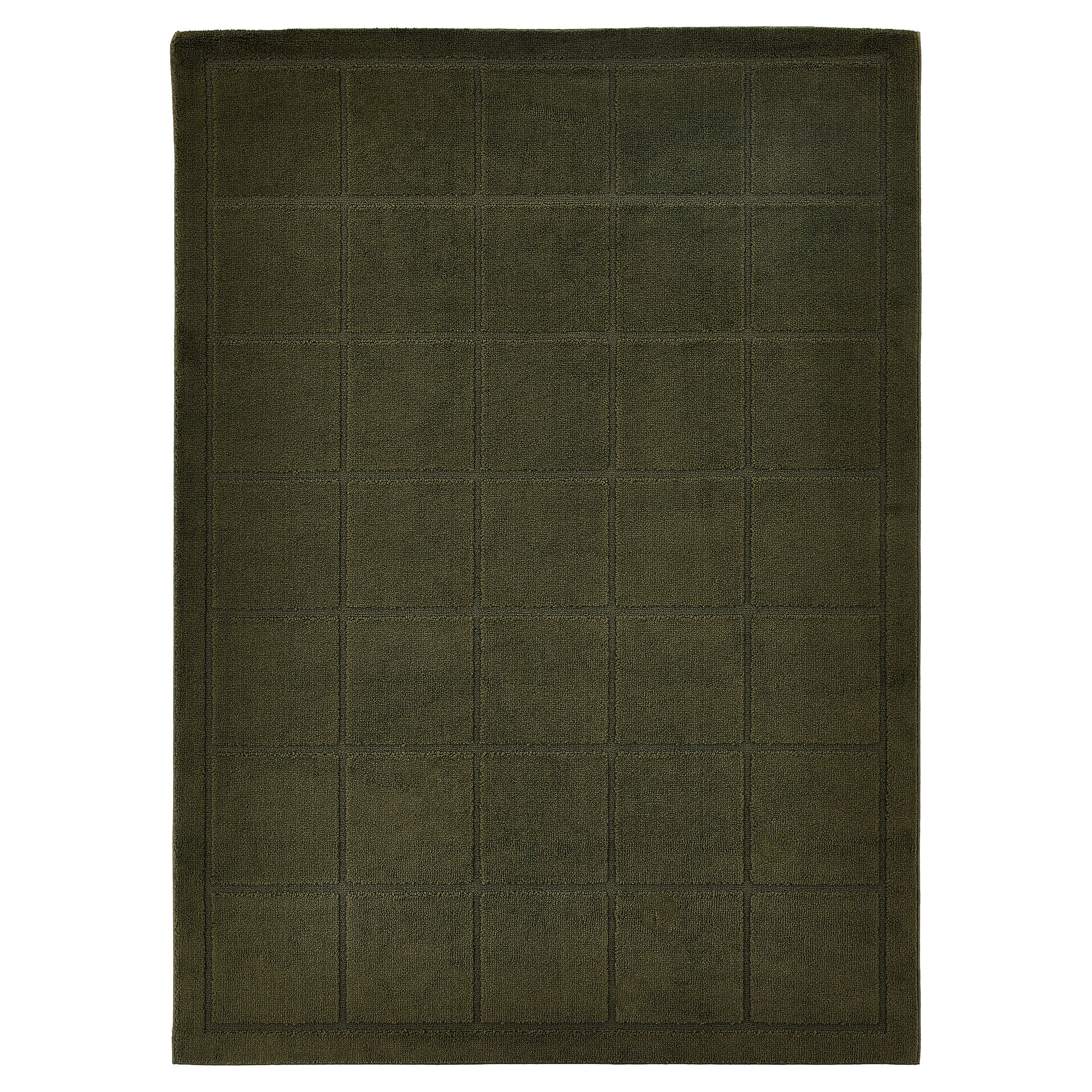 Mainstays High-Low Tufted Grid Dark Green Indoor Area Rug, 5 ft x 7 ft