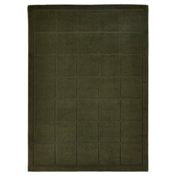 Mainstays Solid High Low Tufted Grid Dark Green Indoor Area Rug, 5' x 7'