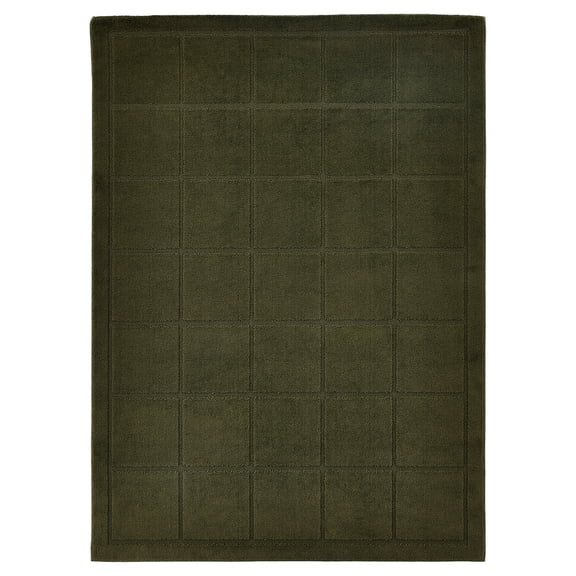 Mainstays High-Low Tufted Grid Dark Green Indoor Area Rug, 5 ft x 7 ft