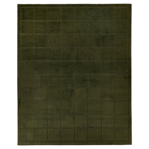 Mainstays Solid High Low Tufted Grid Dark Green Indoor Area Rug, 8' x 10'