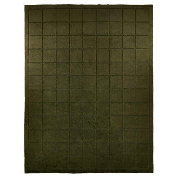 Mainstays Solid High Low Tufted Grid Dark Green Indoor Area Rug, 9' x 12'