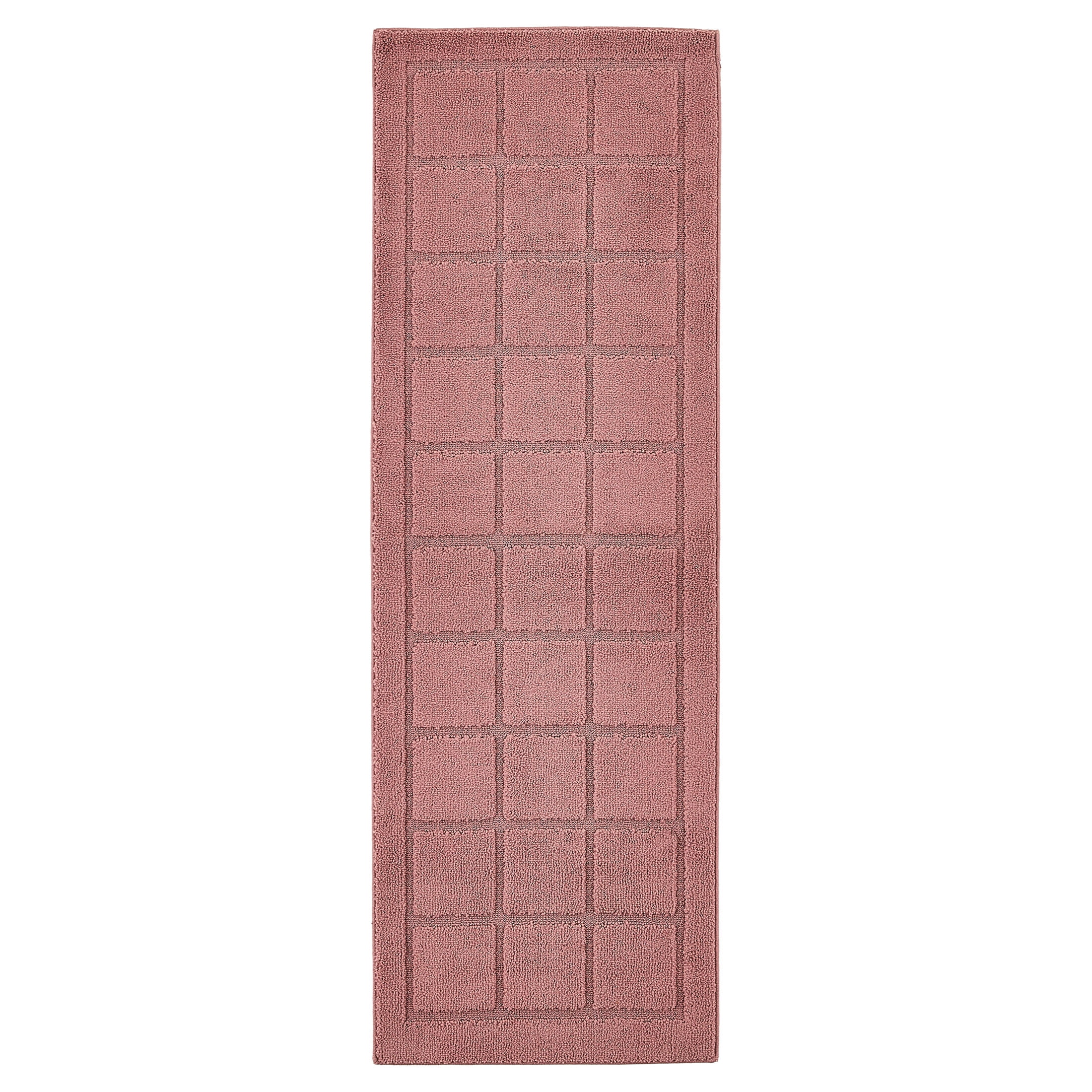 Mainstays Solid High Low Tufted Grid Mauve Pink Indoor Runner Rug, 2' x 6'