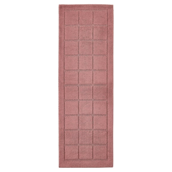 Mainstays Solid High Low Tufted Grid Mauve Pink Indoor Runner Rug, 2' x 6'