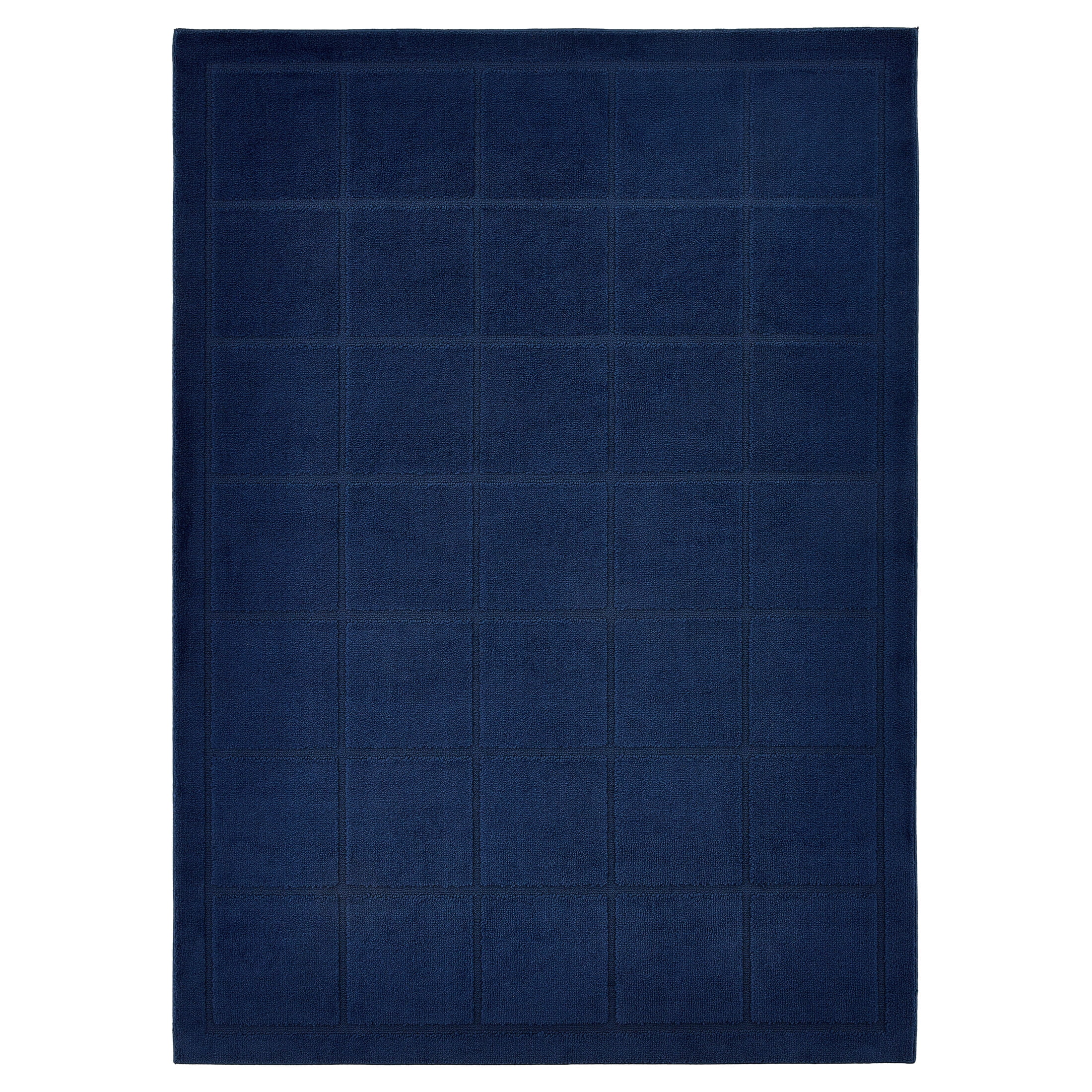 Mainstays Solid High Low Tufted Grid Navy Blue Indoor Area Rug, 5' x 7'