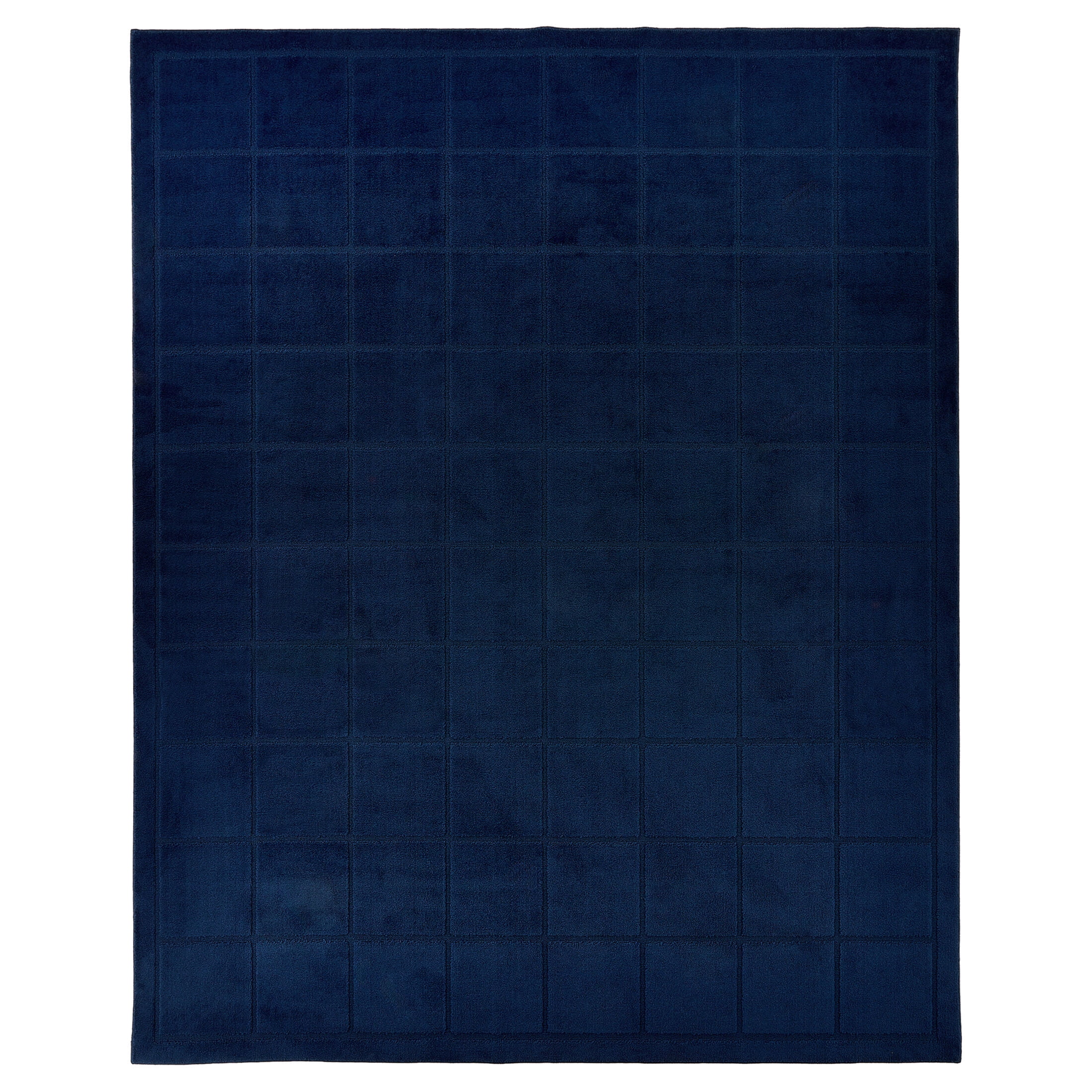 Mainstays Solid High Low Tufted Grid Navy Blue Indoor Area Rug, 8' x 10'
