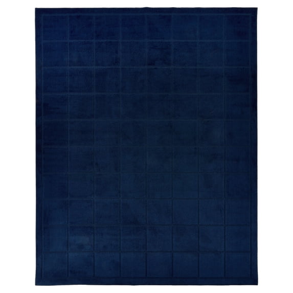 Mainstays Solid High Low Tufted Grid Navy Blue Indoor Area Rug, 8' x 10'