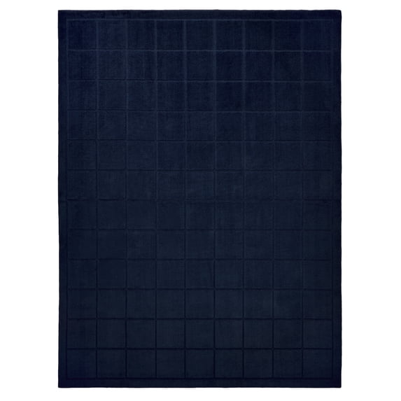 Mainstays Solid High Low Tufted Grid Navy Blue Indoor Area Rug, 9' x 12'