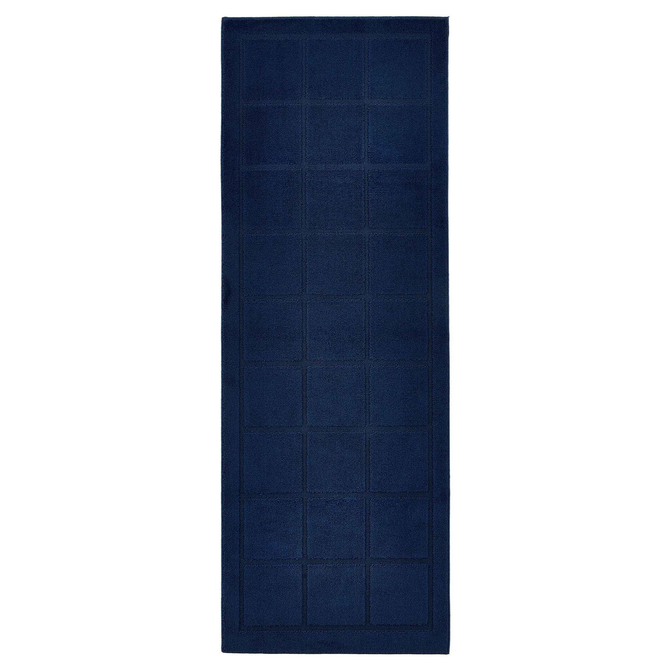 Mainstays Solid High Low Tufted Grid Navy Blue Indoor Runner Rug, 2'6" x 7'