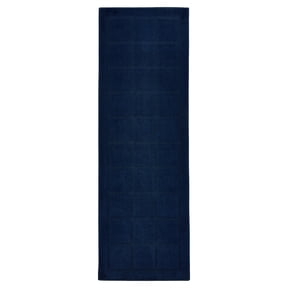 Mainstays Solid High Low Tufted Grid Navy Blue Indoor Runner Rug, 2' x 6'