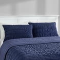 thumbnail image 1 of Mainstays Solid Navy Zig Zag Stripe Reversible Crystal Mink Pillow Shams, Standard (2 Count), 1 of 6
