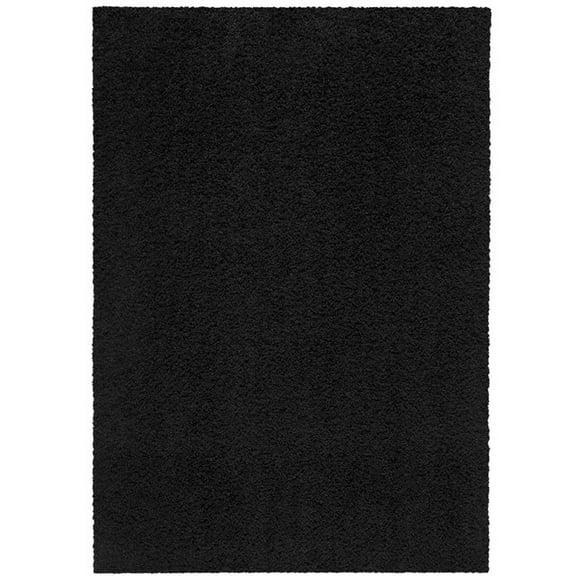 Mainstays Solid Olefin Shag Indoor Living Room Area Rug, Black, 5'x7'