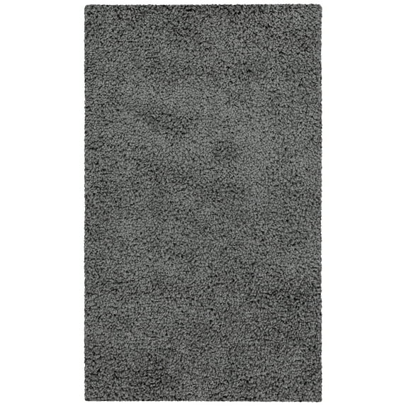 Mainstays Solid Olefin Shag Indoor Living Room Area Rug, Gray, 3'x4'8"