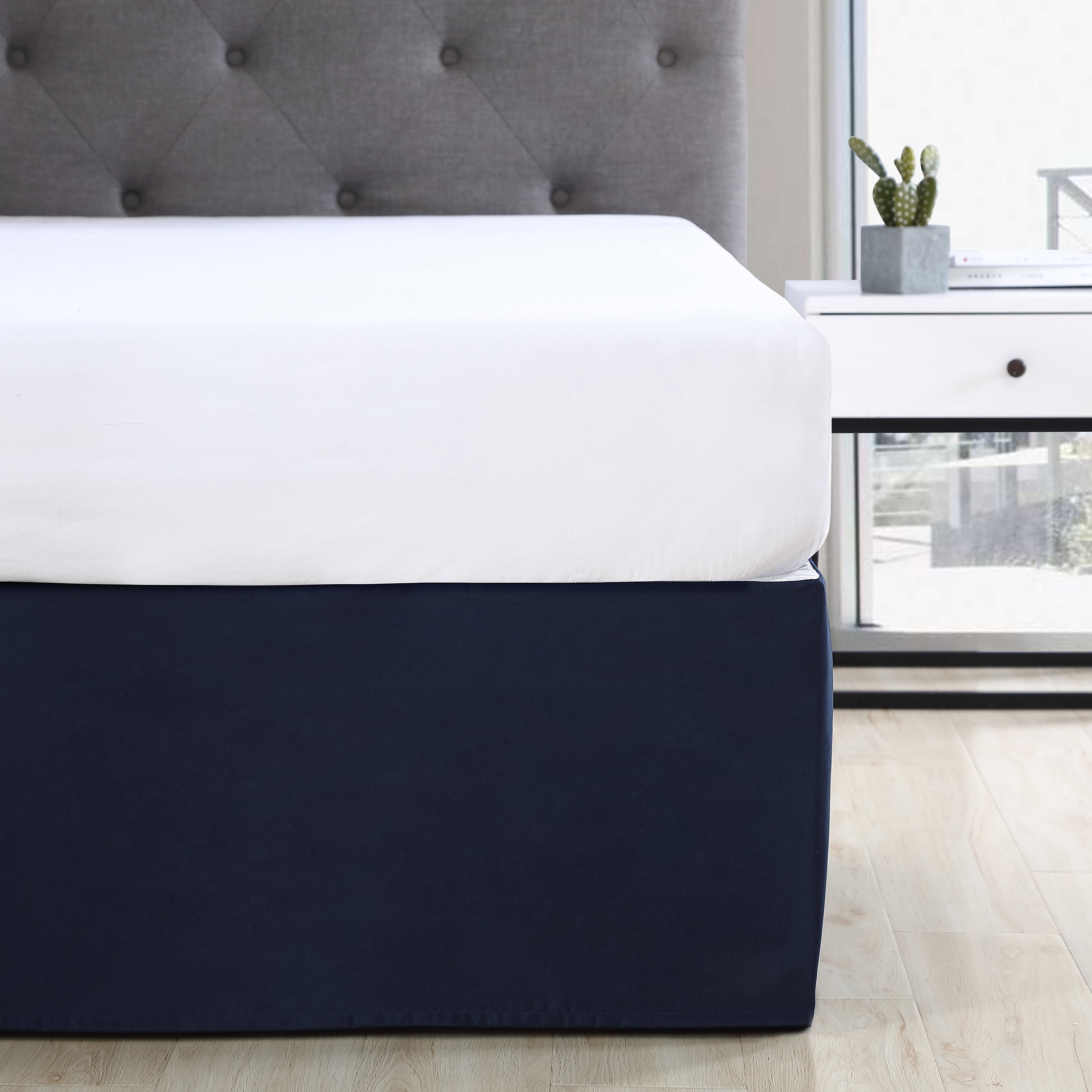 Mainstays Pleated Bedskirt, Navy Blue, Twin