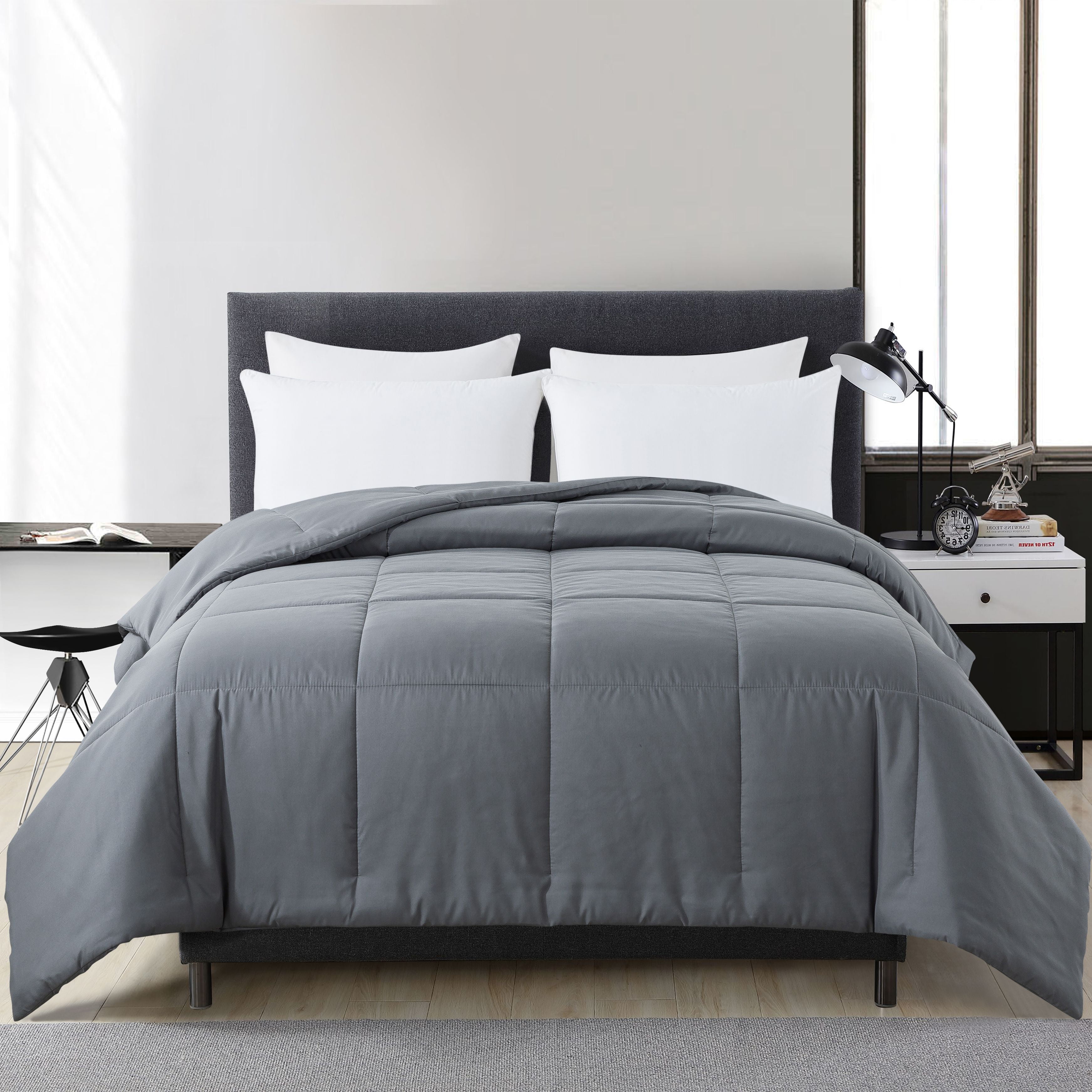 Mainstays Solid Gray Down Alternative Comforter, Twin XL