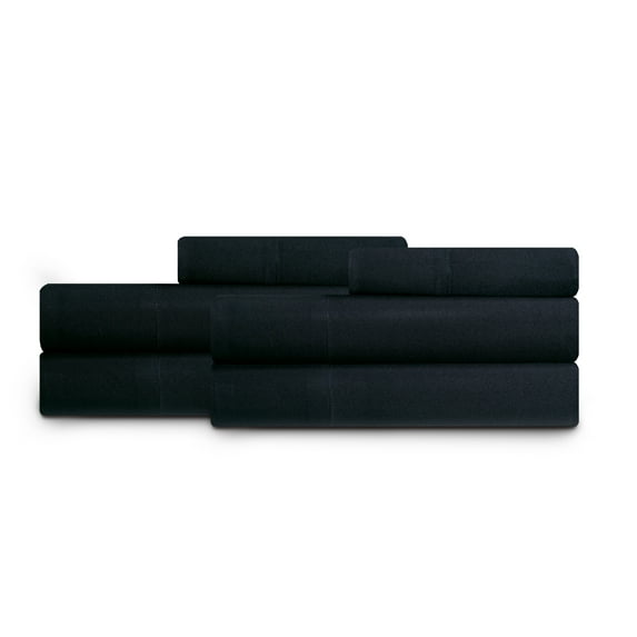 Mainstays Solid Print Polyester Sheet Set, Twin/Twin XL, Black, 2-Pieces
