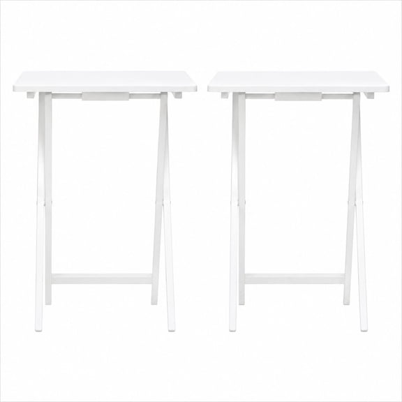 Mainstays Solid Rubberwood Folding TV Tray Tables, Set of 2, White