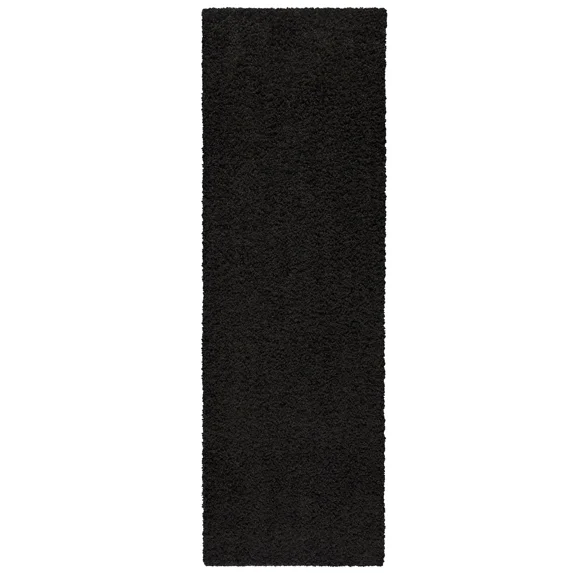 Mainstays Solid Shag Black Indoor Hallway Runner Rug, 1 ft 9 in x 5 ft