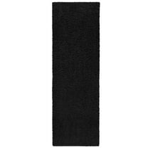 Mainstays Traditional Solid Shag Indoor Runner Rug, Black, 2'6" x 8'
