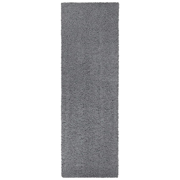 Mainstays Traditional Solid Shag Indoor Runner Rug, Gray, 2'6" x 8'