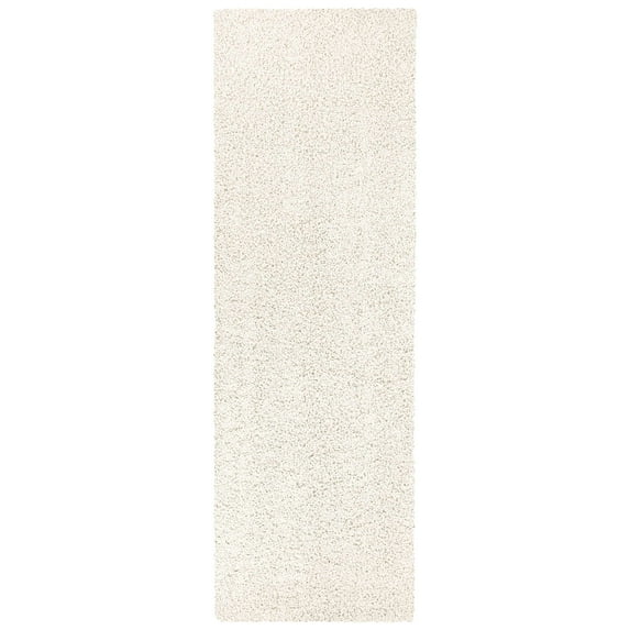 Mainstays Traditional Solid Shag Indoor Runner Rug, Ivory, 2'6" x 8'